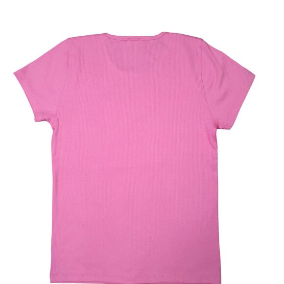 J.Crew Pink Ribbed Short Sleeve Shirt Womens Medium Cotton/Polyester - Picture 2 of 10